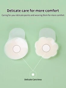 2 cặp cánh hoa nâng ngực bằng silicone, miếng bọc núm vú áo ngực vô hình, không dây và hở lưng - Màu be - Xem 3