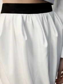 Maija Women Contrast Color Patchwork Tulip Design Casual Skirt