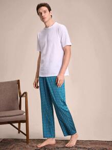 EverLounge Men All-Over Print Woven Lounge Pants - Green - View 5