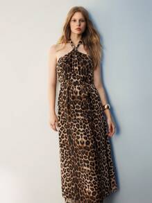Maija Women's Animal Leopard Print Long Dress