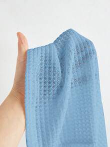 SWAVVY Áo thun nam dệt kim trơn không có vòng cổ, mùa hè - Màu xanh nhạt - Xem 6