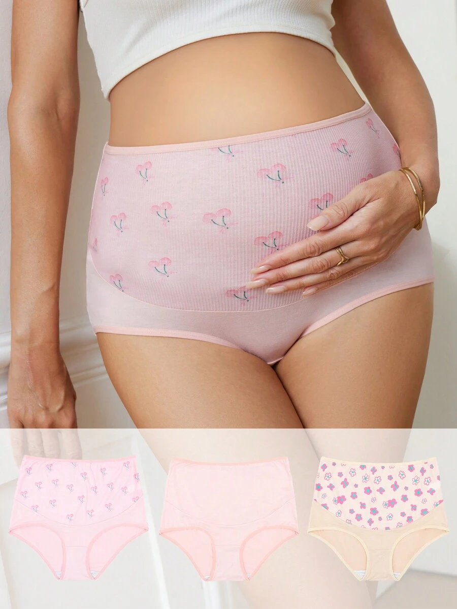 Moonlight&Mama 3pcs Maternity Comfortable Printed Briefs - Multicolor - View 1
