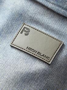 Manfinity VCAY 男士休闲 100% 纯棉牛仔效果宽松长袖衬衫，适合春秋季日常穿着 - 卡其色 - 查看 16