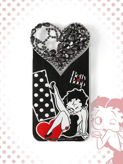Betty Boop | ROMWE غطاء هاتف فتاة لطيفة مرصعة بالراينستون