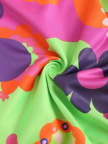 SHEIN Unity Summer Fashion Glow-In-The-Dark Floral Print Hollow Out Halter Jumpsuit, Assorted - Multicolor - View 5