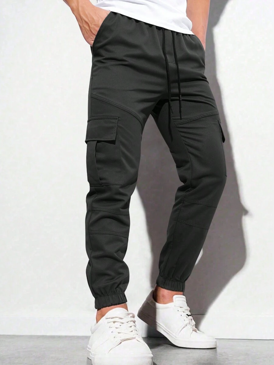 Manfinity Homme Men Flap Pocket Side Cargo Pants - Black - View 1