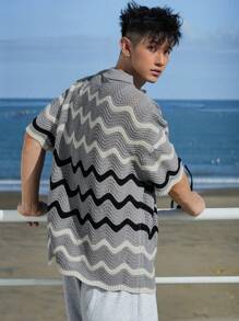 DAZY Top de punto a rayas de verano para hombre