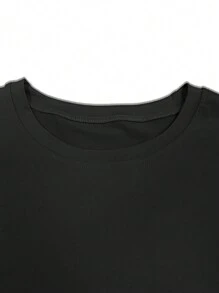 INAWLY Áo thun tay ngắn cổ tròn in hình ngôi sao & chữ Plus Size, mùa hè - màu đen - Xem 3