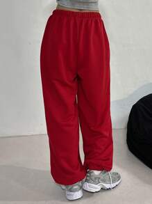 DAZY Women's Solid Color Drawstring Waist Loose Casual Harem Pants Sweatpants