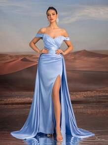 Glamrae Gaun Formal & Malam Wanita - Baby Blue - View 4