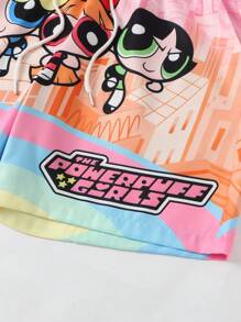 ROMWE MEN The Powerpuff Girls | ROMWE Quần short in họa tiết Blossom, Bubbles, Buttercup cho nam - Hồng - Xem 4