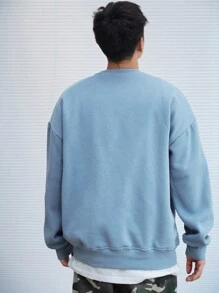 DAZY Men's Autumn Letter Graphic Pullover Sweatshirt - Blue - View 2