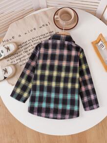 Young Girls Casual Plaid Long Sleeve Shirt