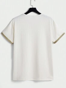 Manfinity Homme Men Contrast Trim Lace Up Front Tee & Shorts - White - View 4