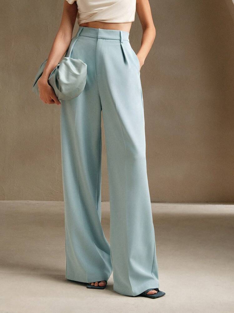 ladies powder blue dress Designer Light Blue Pants | Straight Leg Dress Pants main image 1