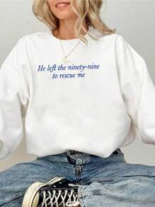 INAWLY Lost Sheep Parable Bible Verse Round Neck Faith Worship Evangelical Christian Casual Sweatshirt, Women's,Long Sleeve Tops - White - View 4