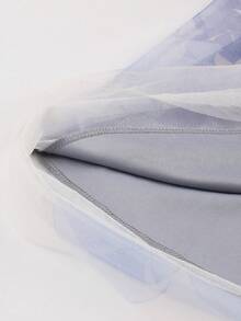 Floral Print Mesh Skirt - Mauve Purple - View 4