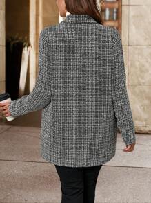 SHEIN Clasi Plus Size Lapel Collar Casual Long Sleeve Suit Jacket