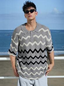 DAZY Top de punto a rayas de verano para hombre