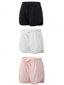 3pcs Girls' Casual Bowknot Shorts Set - Multicolor - View 1