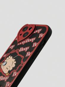 Betty Boop | ROMWE Cartoon Girl & Letter Pattern Phone Case - Black - View 3