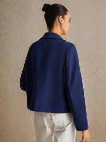 Poéselle Blazer de cuello con solapa de doble botonadura