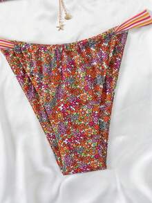 Swim Mod Áo hở vai họa tiết hoa ngẫu nhiên và quần hoa toàn thân kết hợp với trang phục bikini hai mảnh họa tiết sao biển mùa hè cho nữ - Nhiều màu - Xem 5