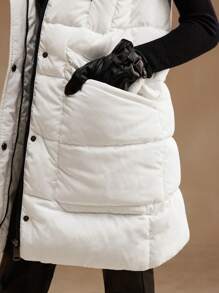 Anewsta Women's Elegant Faux Fur Collar Mid-Long Cotton Padded Jacket, Autumn/Winter