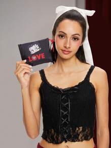 Betty Boop | ROMWE 卡通甜美可愛貝蒂收納袋，大容量攜帶式可摺疊購物手提袋附包