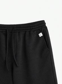 Business Casual 易於護理紋理編織男士圓領短袖休閒T恤連衣裙，2入組，適用於夏季 - 黑與白 - 查看 5