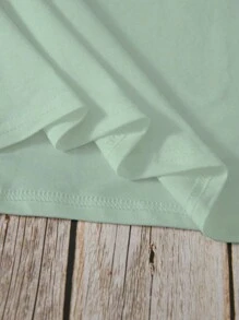 INAWLY Camiseta de manga corta con cuello redondo, estampado de dibujos animados y letras, verano para mujer - Verde - Ver 5