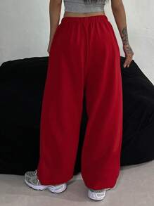 DAZY Women's Solid Color Drawstring Waist Loose Casual Harem Pants Sweatpants