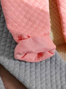 SHEIN Conjunto de calças casuais soltas com cós acolchoado de diamante para meninas, 2 peças, inverno grosso e quente