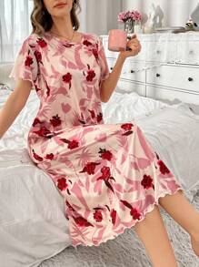 Áo ngủ ngắn tay in hoa - Nhiều màu - Xem 5