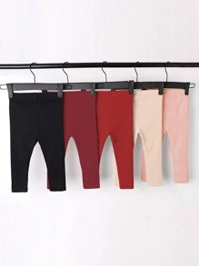 Baby Girls' Multi-Piece Casual Ribbed Leggings, Stretchy All-Match Pants For Spring Autumn - Multicolor - View 2