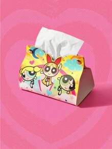 The Powerpuff Girls | ROMWE Lovely Cartoon Printed Portable High Capacity Fashionable Tissue Organizer - Yellow - View 1