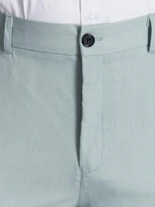 Calvornis Men's Solid Color Notch Lapel Long Sleeve Blazer And Pants Two-Piece Casual Business Suit, Spring & Fall - Mint Green - View 3