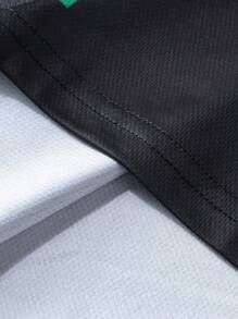 Manfinity Homme Men's Front Button Short Sleeve Letter Print Casual Shirt - Black - View 4