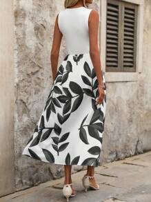 SHEIN Clasi 多色 AB 拼布休闲日常装夏季连衣裙 - 黑色 - 查看 2