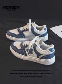 RENBEN 1 par Zapatos de patinaje y mezclilla con parches para mujer, con patrón de estrella vintage desgastado, casuales y cómodos