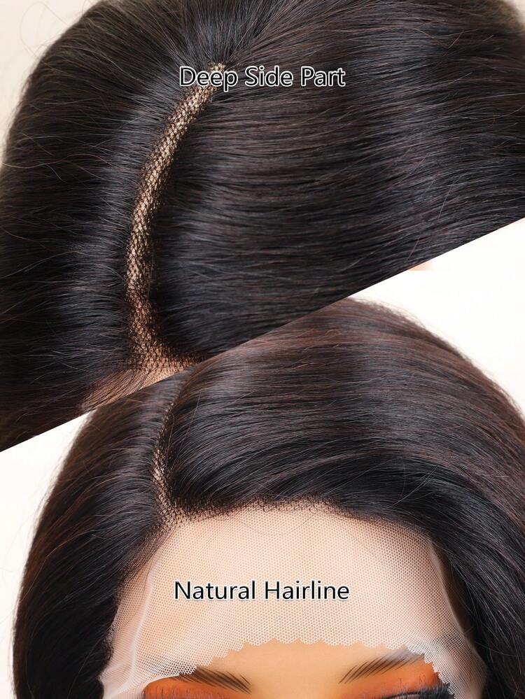 Ngắn Thẳng PIXIE Cắt Glueless Tóc Tóc Giả Bên Phần T Phần Ren Mặt Trước Trước Nhổ Tóc Tóc Giả Màu Sắc Tự Nhiên - SNatural - Xem 3