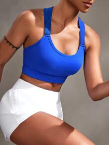 POWERISTA Powerista Mujer Sujetador deportivo simple de un solo color con diseño cruzado
