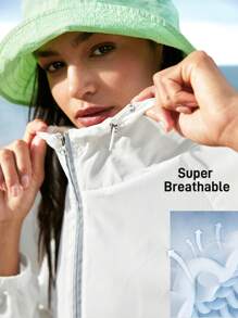 In My Nature Women's Outdoor Sports Urban Commuting Mid-Length Hooded Jacket, For Hiking - White - View 4
