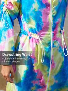 In My Nature Women's Outdoor Sports Printed Rain Jacket, Waterproof Windbreaker Hooded Drawstring Long-Sleeved Waistcoat - Multicolor - View 4