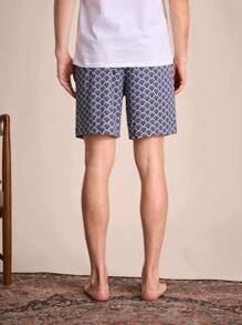 EverLounge Męskie szorty codzienne z nadrukiem na całej powierzchni - Niebieski - Zobacz 2