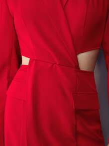 Maija Women Solid Color Ruched Collar Hollow-Out Simple Short Dress - White - View 4