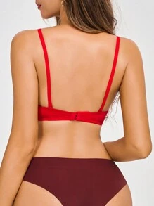 1pc Women Solid Color Underwire Bra - Red - View 2