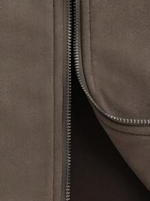 Calvornis 男士拉鏈開襟仿麂皮夾克