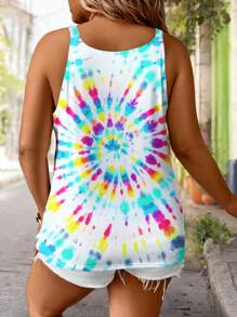 EMERY ROSE 夏季加大尺碼女士印花連帽背心 - 藍色 - 查看 2