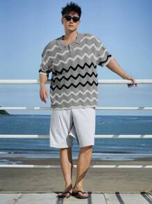 DAZY Top de punto a rayas de verano para hombre